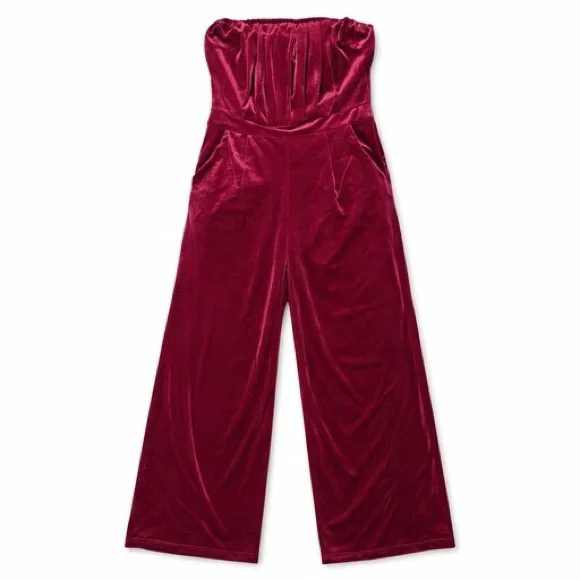 Elegant Burgundy Strapless Jumpsuit - Picture 3 of 3